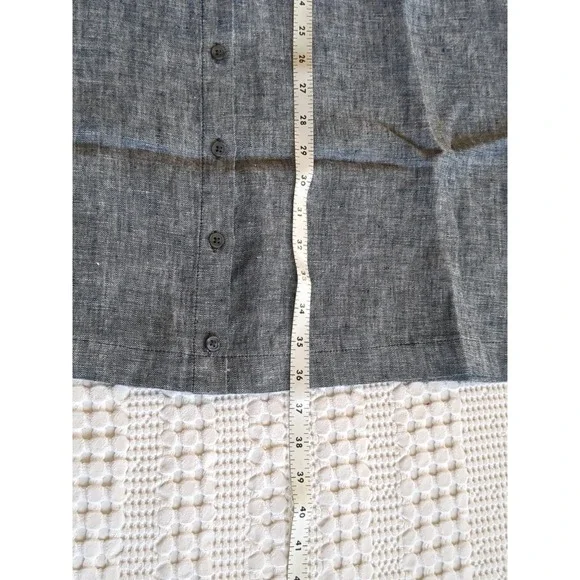 NWT Garnet Hill Classic Linen Shirt Dress Size 14 Button Up Collared Sleeveless - Picture 7 of 13